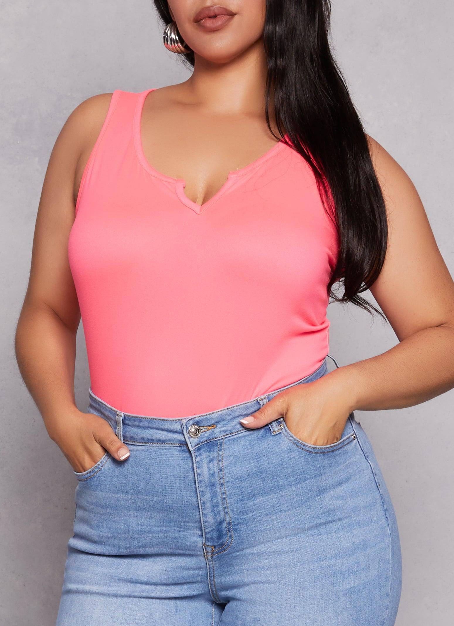 Womens Plus Size Basic Notch Neck Tank Top Product Image