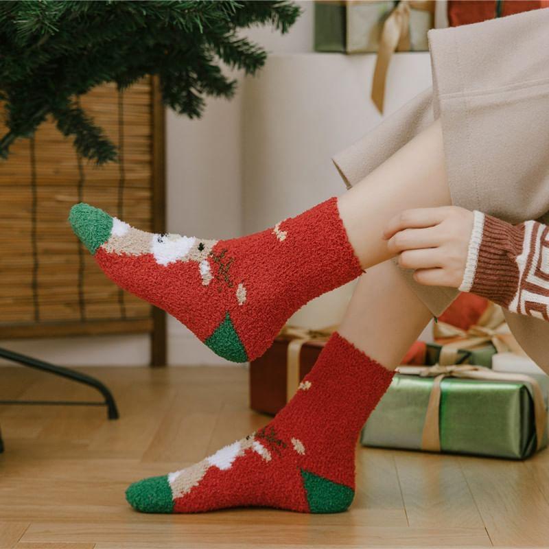 Christmas Cartoon Fleece Socks Product Image