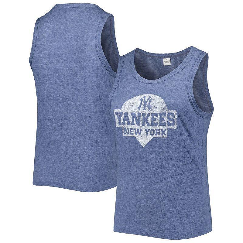 Womens Soft as a Grape New York Yankees Plus Size High Neck Tri-Blend Tank Top Blue Product Image