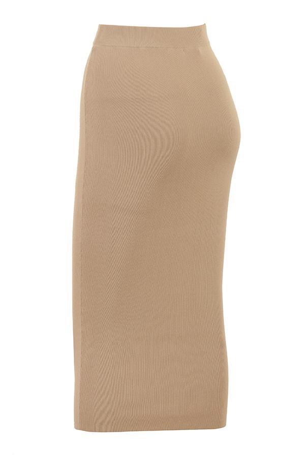 Heather Camel Knit Midi Skirt Product Image