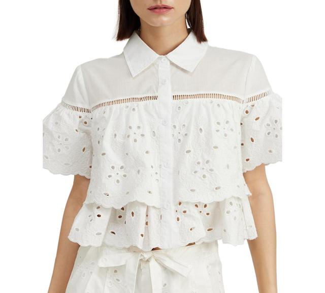 Women's Marina Cotton Eyelet Crop Shirt  Product Image