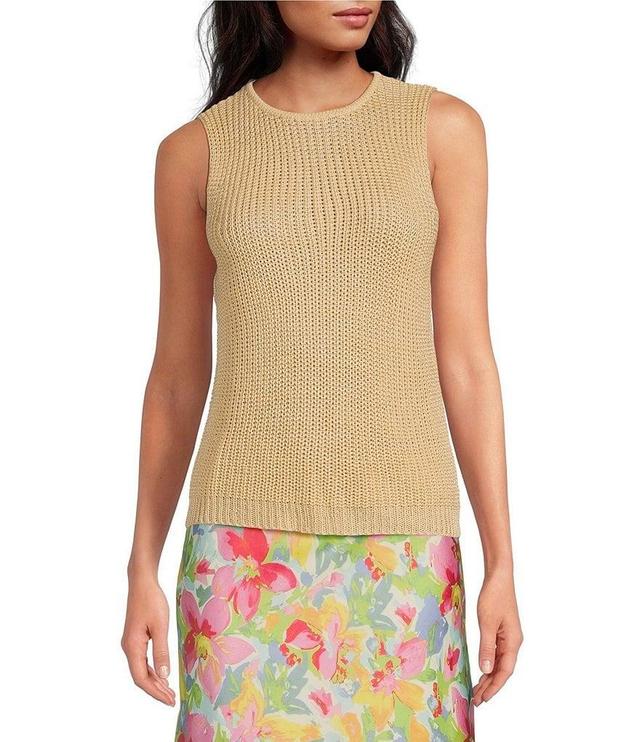 Lucy Paris Kida Crochet Scoop Neck Sleeveless Sweater Tank Product Image