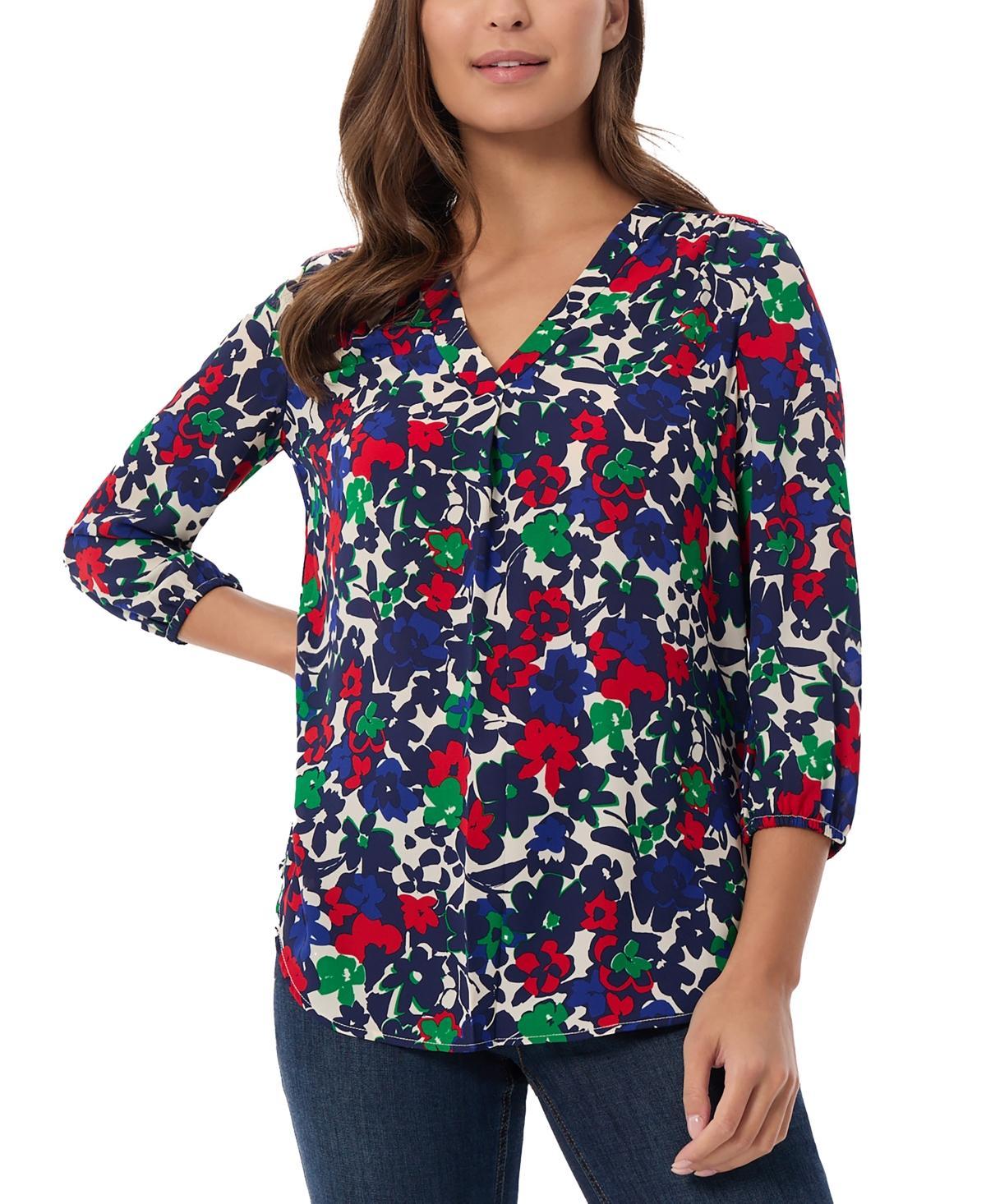 Jones New York Womens Printed V-Neck 3/4-Sleeve Tunic product image