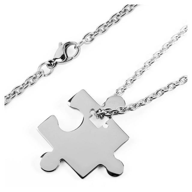 Womens West Coast Jewelry Stainless Steel Jigsaw Puzzle Piece Pendant Necklace Product Image