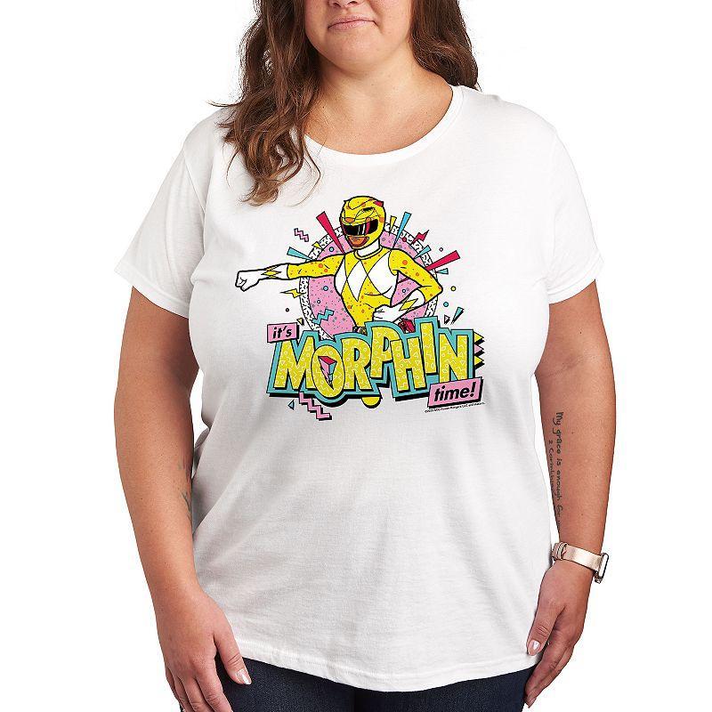 Plus Size Power Rangers Morphin Yellow Graphic Tee, Womens Grey Gray Product Image