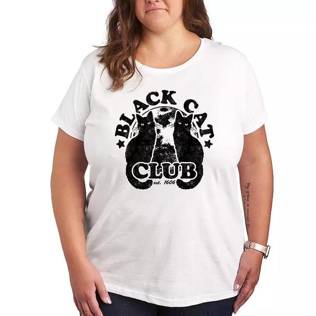 Plus Size Black Cat Club Graphic Tee, Womens Product Image