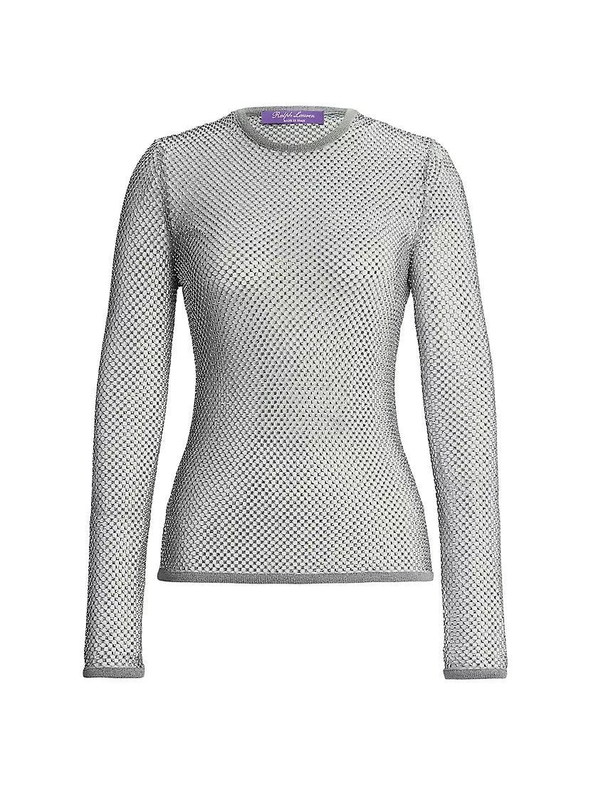 Diamonte Mesh Long-Sleeve Top Product Image