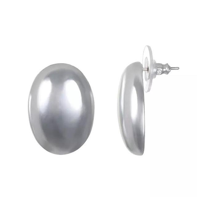 Emberly Silver Tone Oval Stud Earrings, Womens, None Product Image