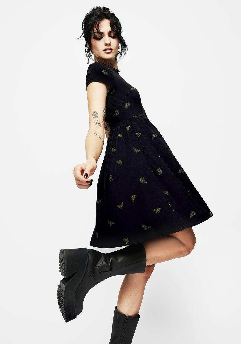 Osmunda Fern Embroidered Mini Skater Dress Product Image