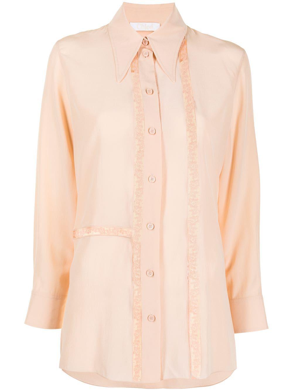 Lace Trim Shirt In Neutrals Product Image