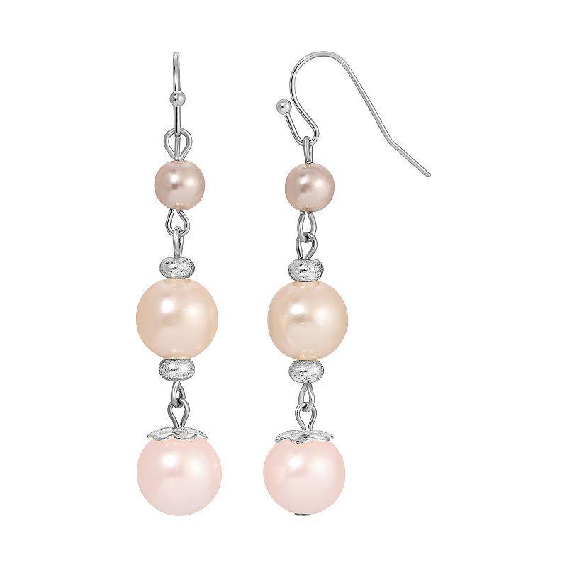 1928 Silver Tone Multi Color Simulated Pearl Drop Earrings, Womens Product Image