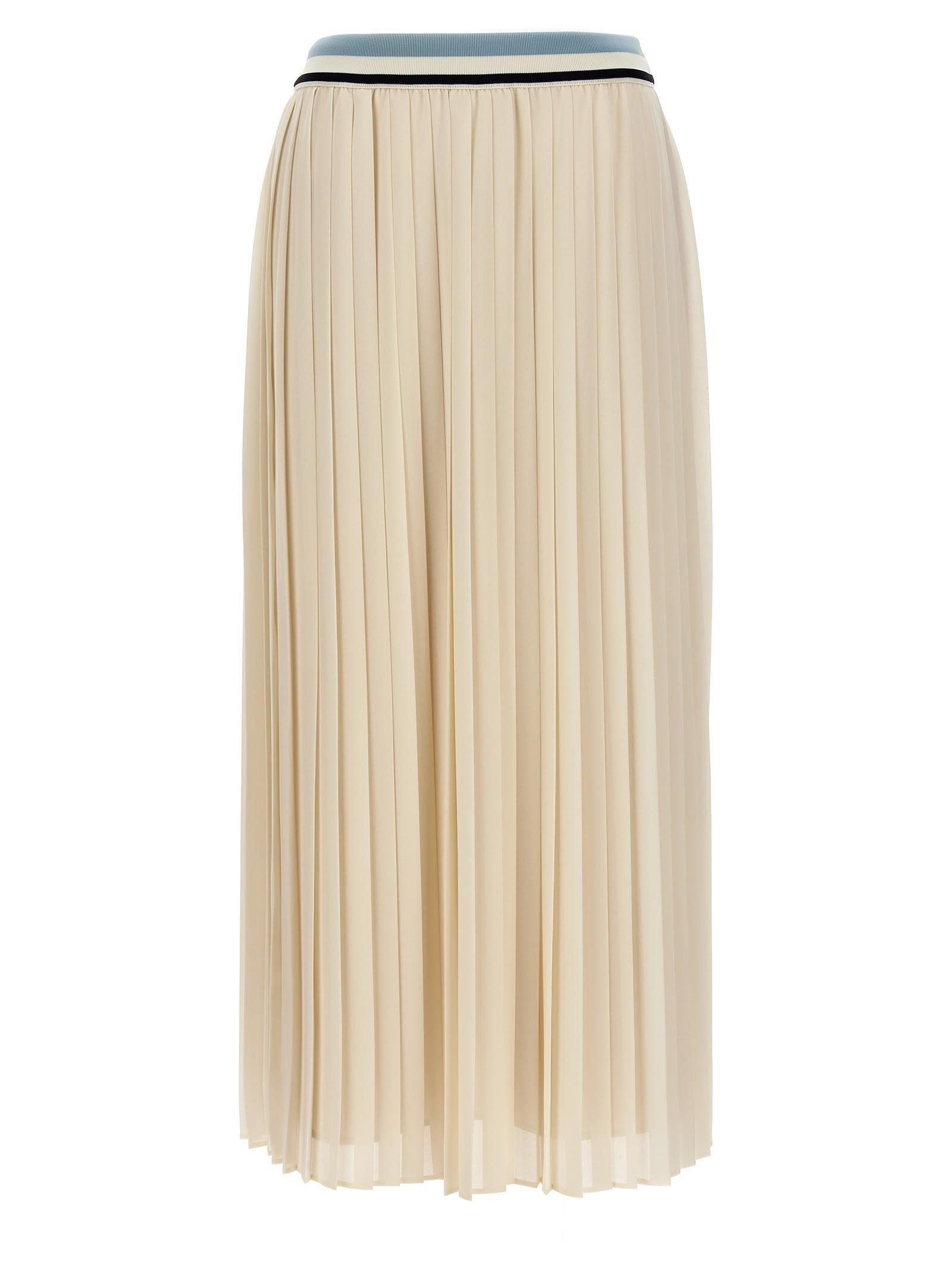 MONCLER Gonna Pleated Maxi Skirt In White Product Image