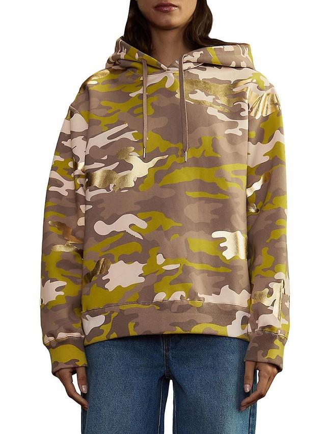 Camo Cotton-Blend Oversized Hoodie Product Image