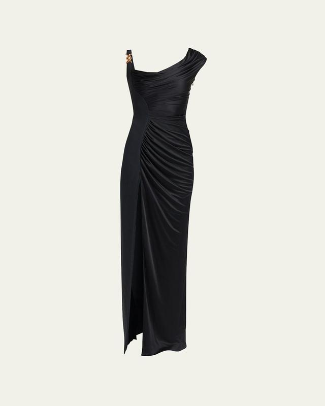 Womens Draped Cowlneck Column Gown Product Image