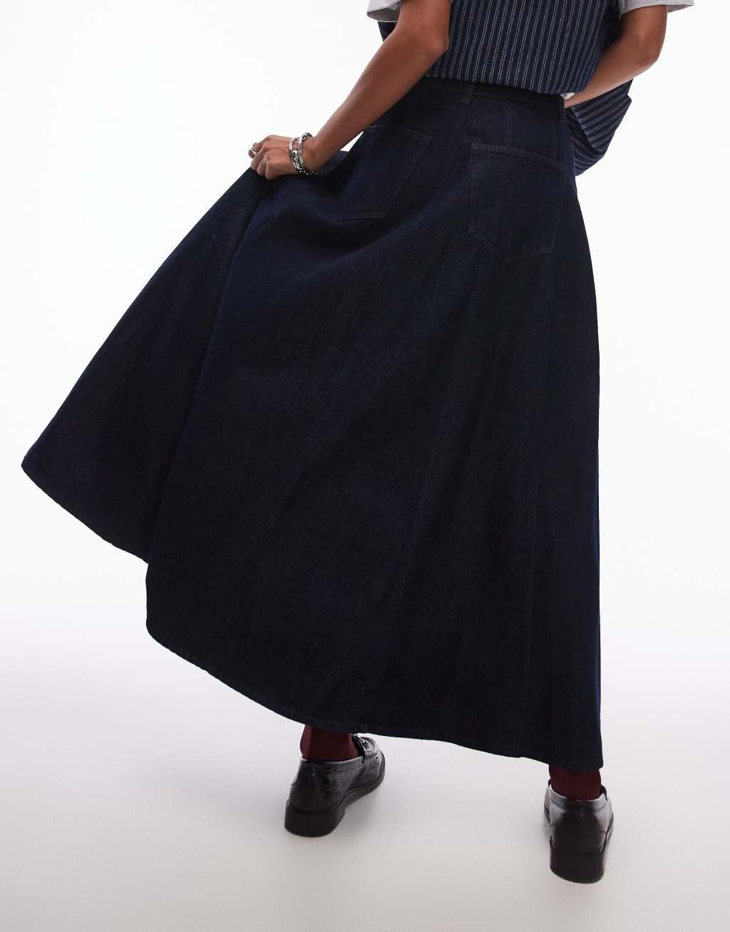 Topshop denim circle skirt in indigo Product Image