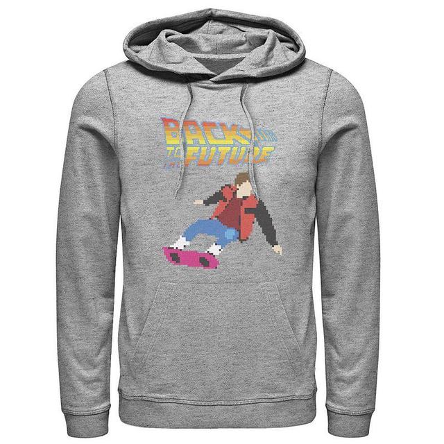 Mens Back To The Future 8-Bit Marty on Hoverboard Hoodie Athletic Grey Product Image