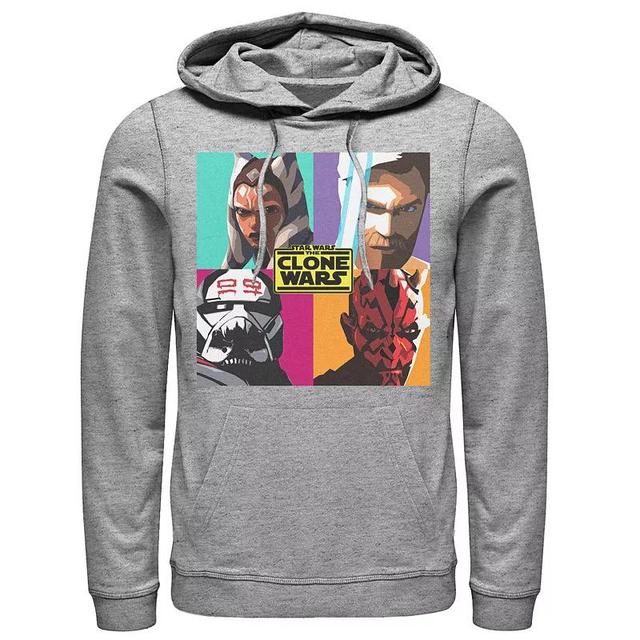 Mens Star Wars: The Clone Wars Pop Art Box Up Hoodie Athletic Grey Product Image