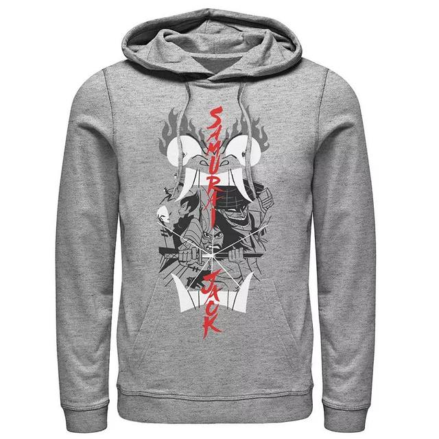 Mens CN Samurai Jack Aku Illustrated Storytelling Graphic Hoodie Athletic Grey Product Image