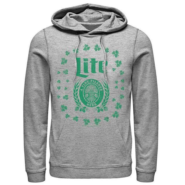 Mens Miller Lite Shamrock Crest Hoodie Athletic Grey Product Image