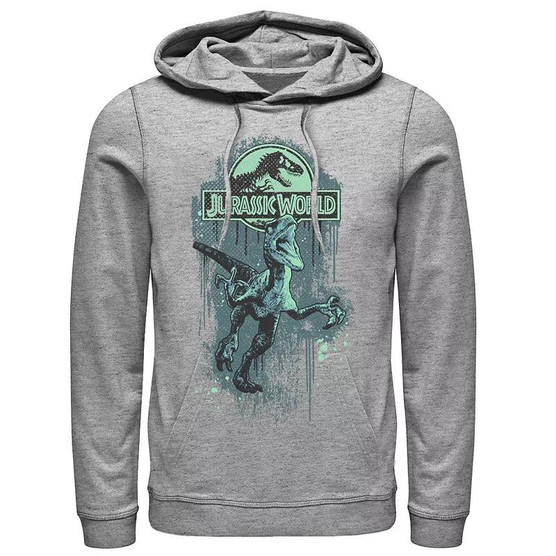 Mens Jurassic World Raptor Paint Splatter Logo Hoodie Athletic Grey Product Image