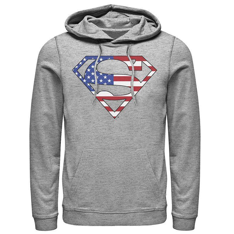 Mens DC Comics Superman American Flag Logo Fill Hoodie Athletic Grey Product Image