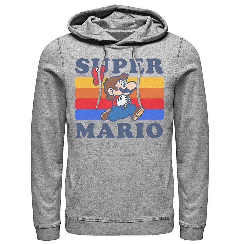 Mens Nintendo Retro Logo Pullover Hoodie Athletic Grey Product Image