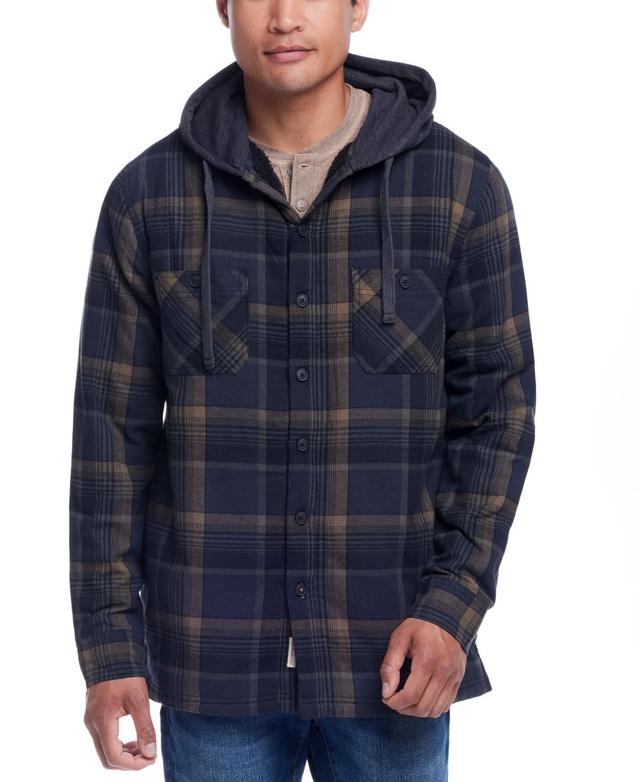 Weatherproof Vintage Mens Sherpa Lined Flannel Hooded Shirt Jacket Product Image