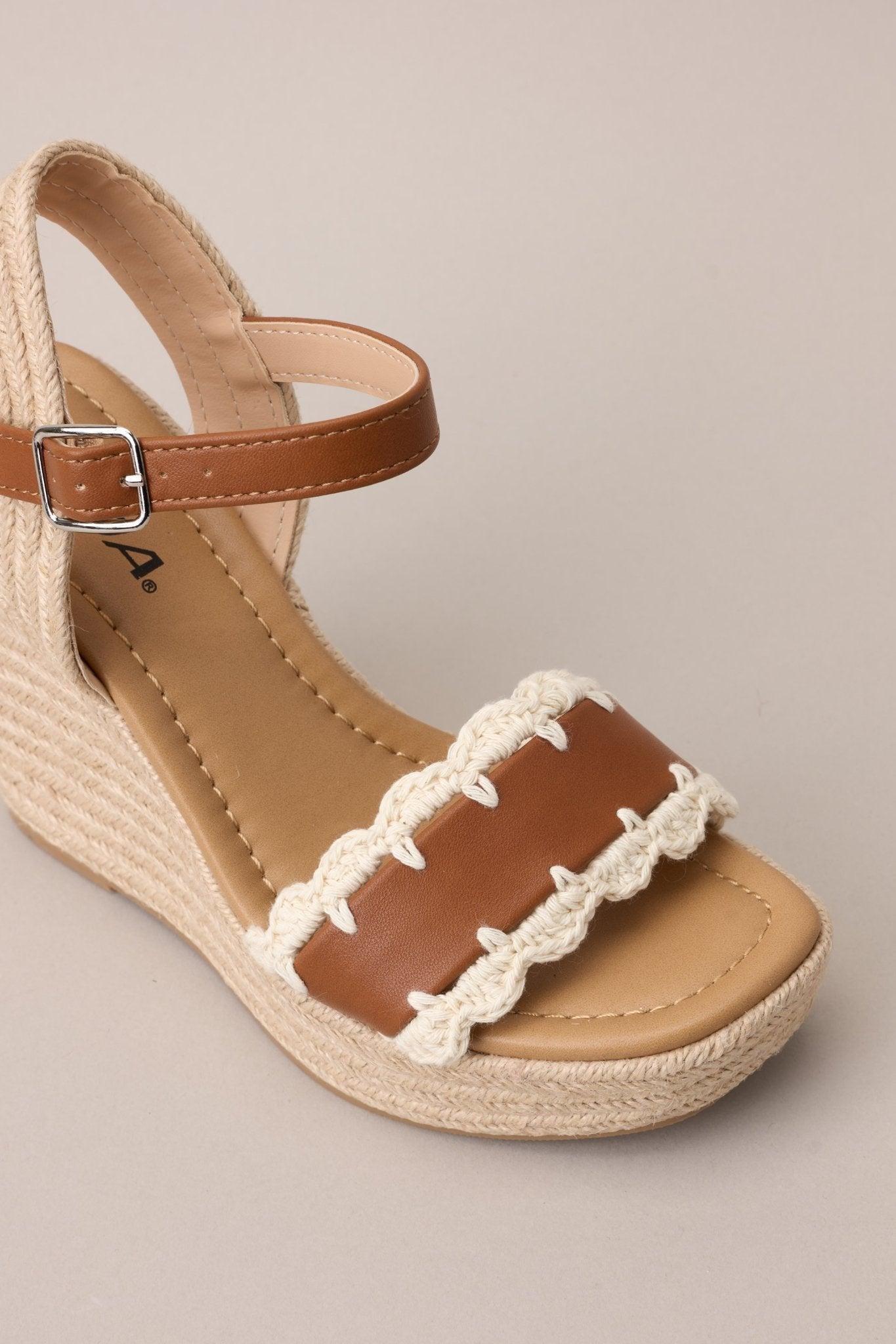 Escape to Sea Tan Scalloped Espadrille Wedge Sandals Product Image