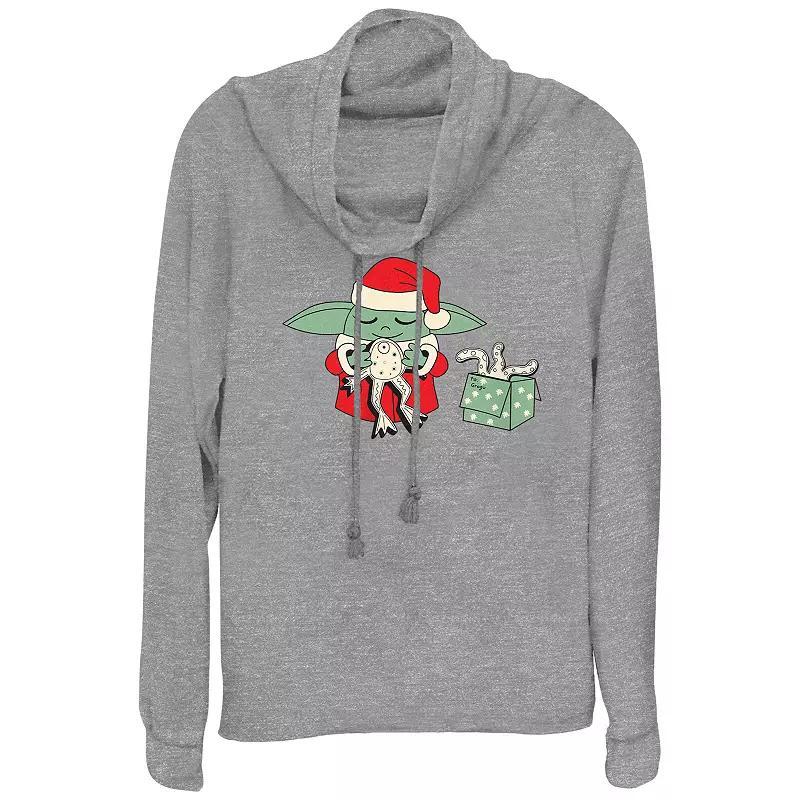 Womens Star Wars The Mandalorian Grogu Froggy Present Cowlneck Graphic Lightweight Long Sleeve Gray Grey Product Image