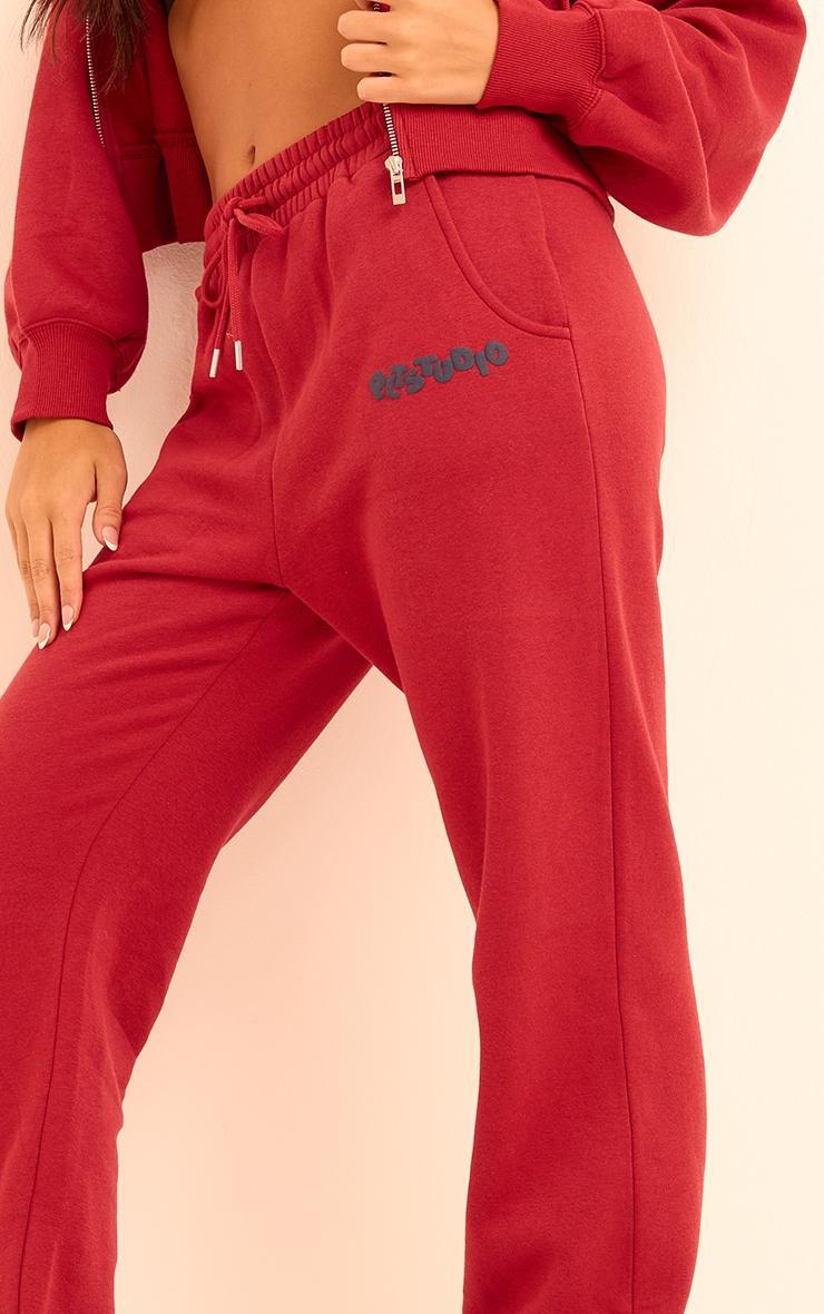 Cherry Red PLT Studio Archive Puff Print Drawstring Cuffed Sweatpants Product Image