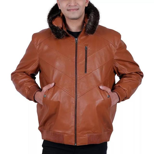 Mens Franchise Ace Leather Hooded Bomber Jacket Product Image