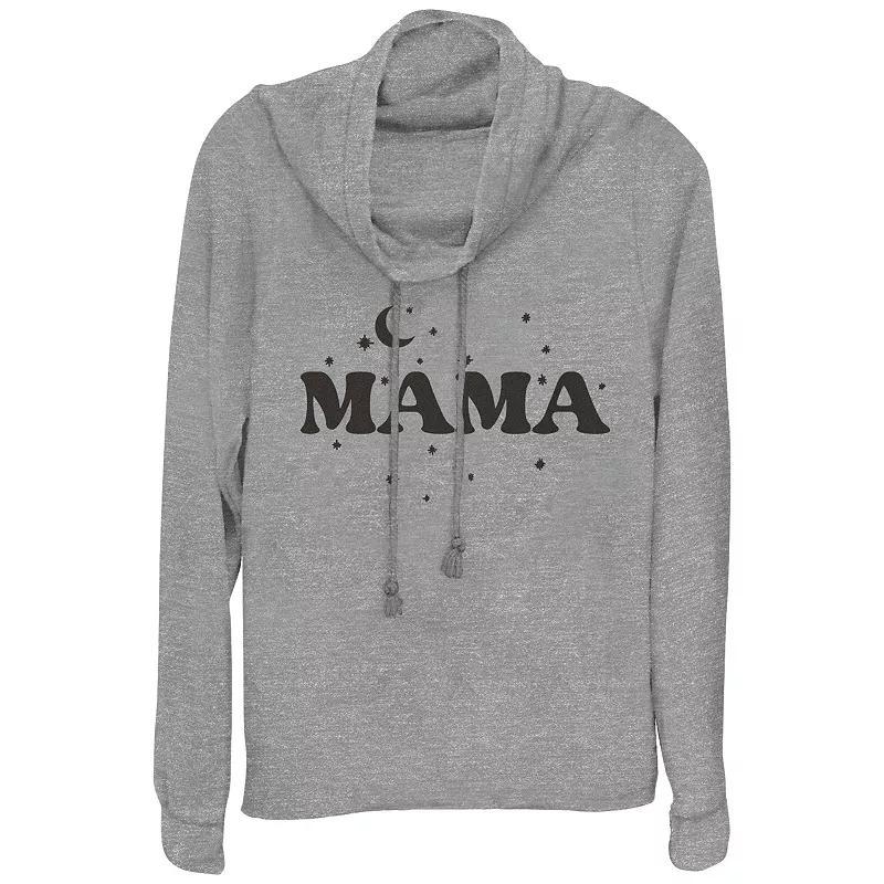 Womens Mama Cowlneck Graphic Lightweight Long Sleeve Gray Grey Product Image