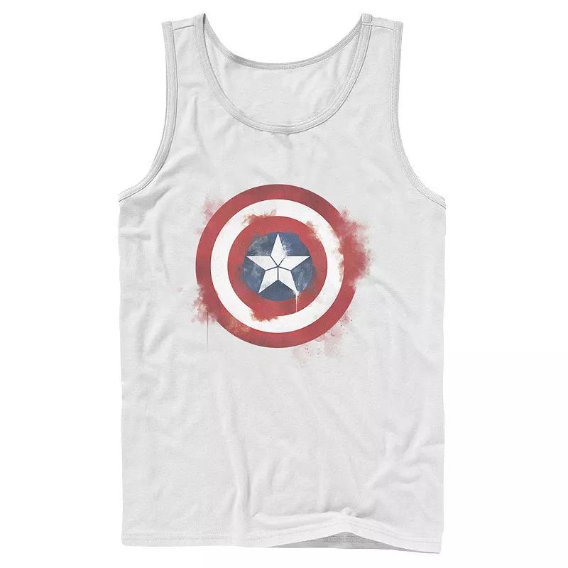 Mens Captain America Smudged Paint Shield Painting Graphic Tank Blue Product Image