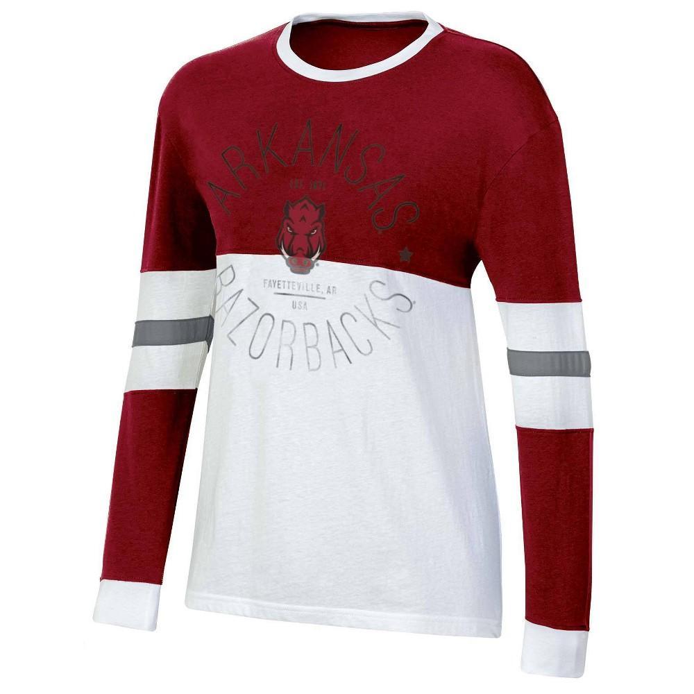 NCAA Arkansas Razorbacks Womens Long Sleeve Color Block T-Shirt Product Image