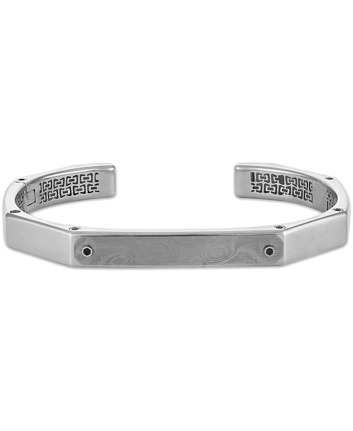 Bulova Mens Id Plate Cuff Bangle Bracelet in Sterling Silver-Plate Product Image