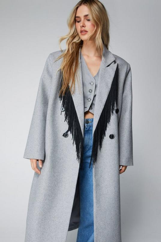 Premium Wool Blend Fringe Coat product image