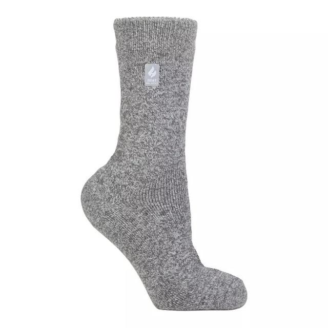 Womens Heat Holders Lite 5x Warmer Merino Wool Twist Crew Socks Light Gray Ivory Product Image