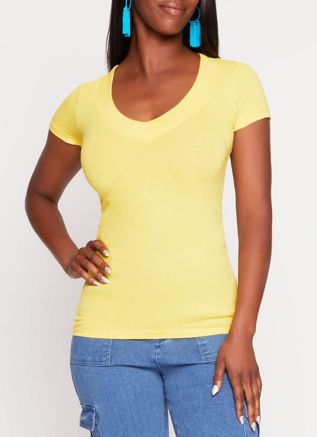 Womens Basic V Neck Short Sleeve Tee Product Image