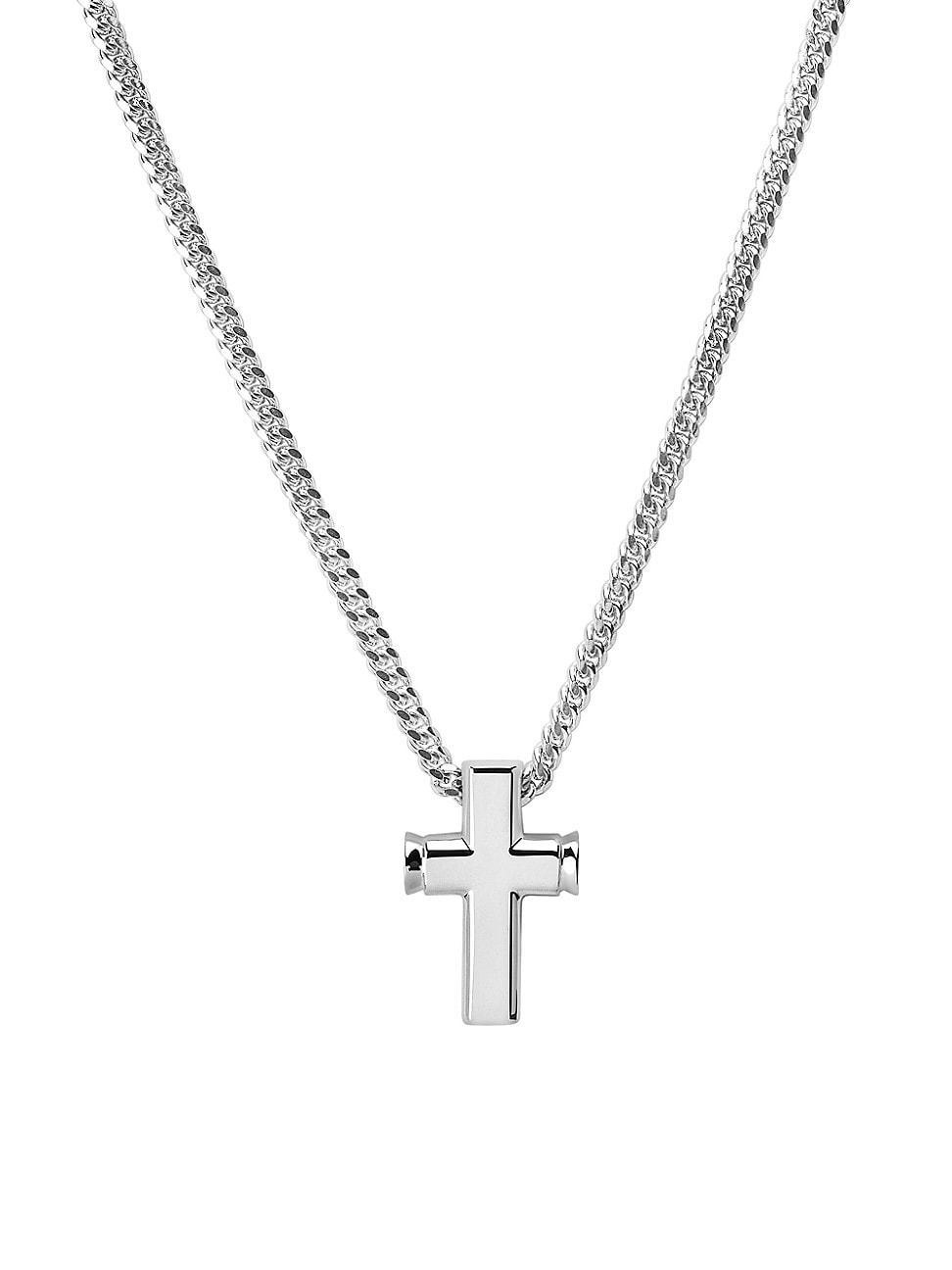 Mens Large Epico Sterling Silver Cross Pendant Necklace Product Image