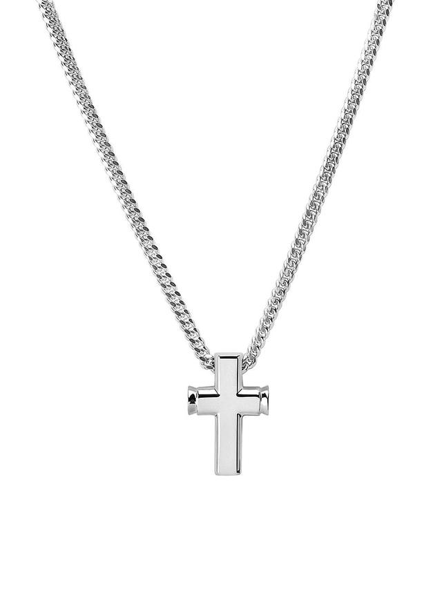 Mens Large Epico Sterling Silver Cross Pendant Necklace Product Image