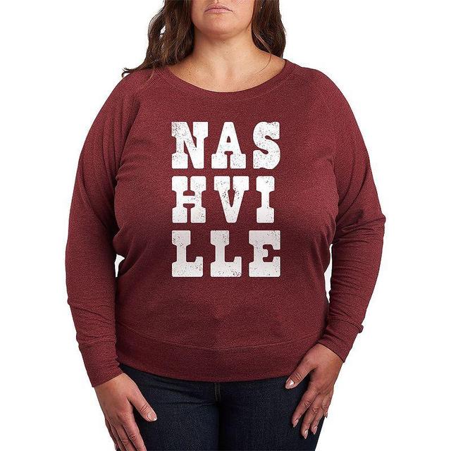 Plus Nashville Slouchy Graphic Sweatshirt, Womens Grey Maroon Product Image