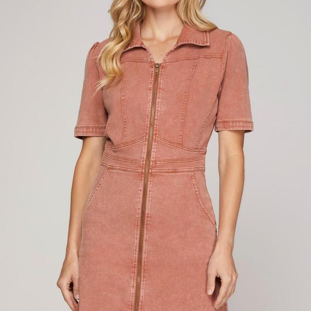 Front Zip Washed Dress Product Image