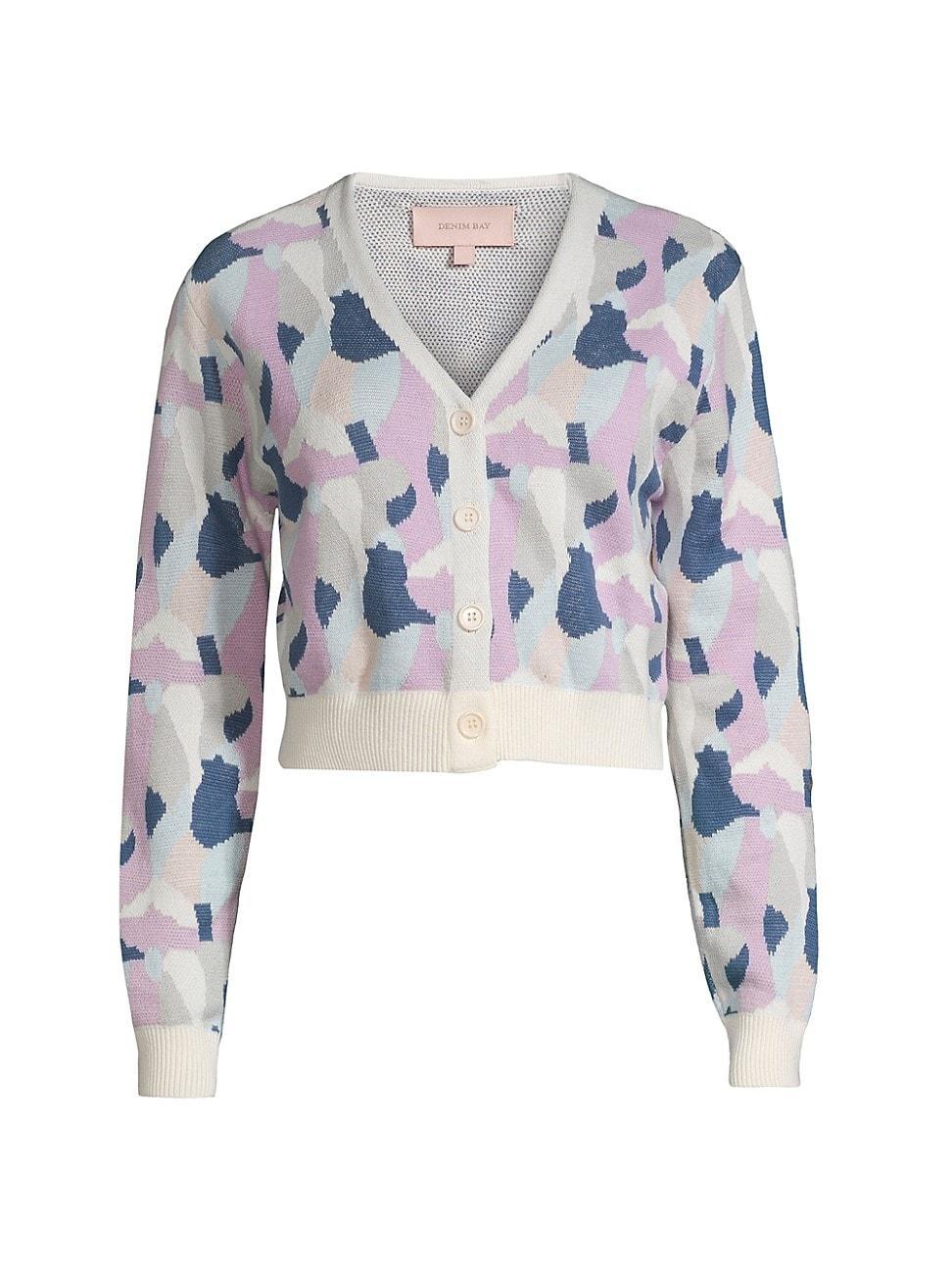 Womens Intarsia Camo Cardigan Sweater Product Image