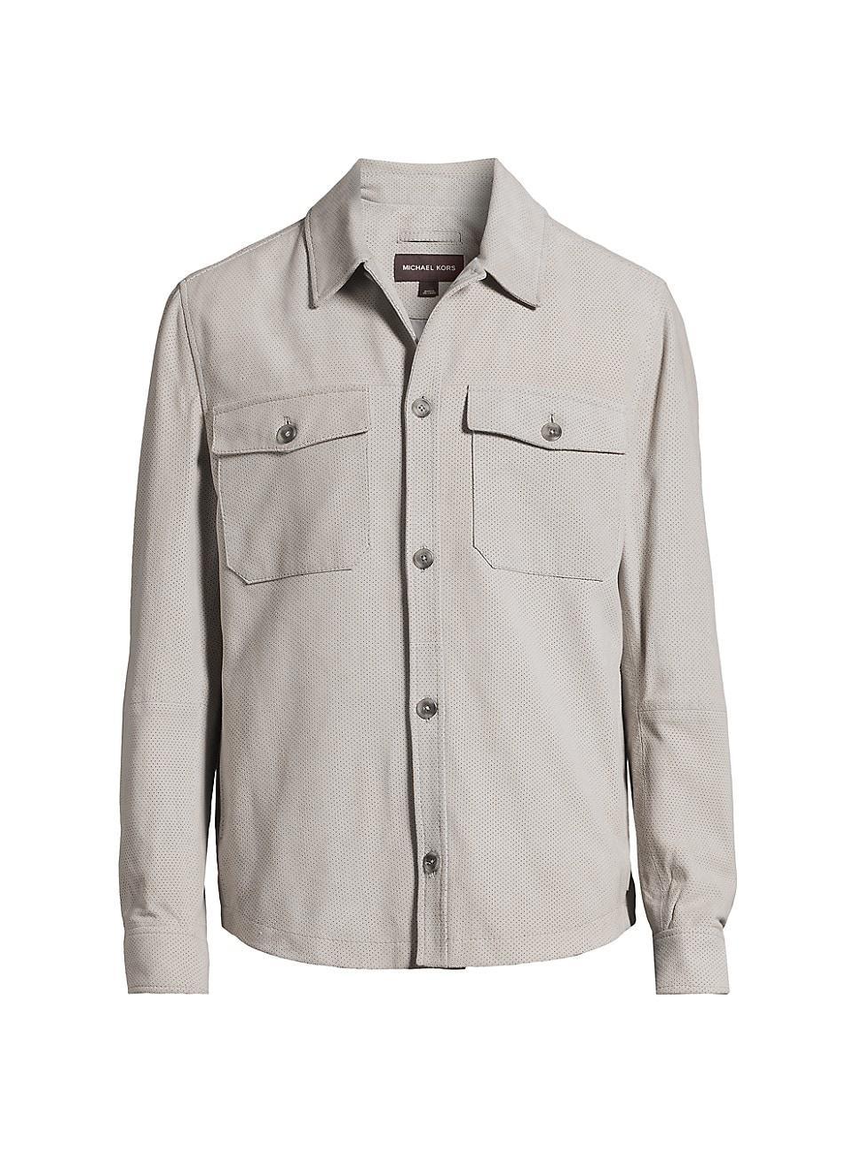 Mens Perforated Suede Shirt Jacket Product Image