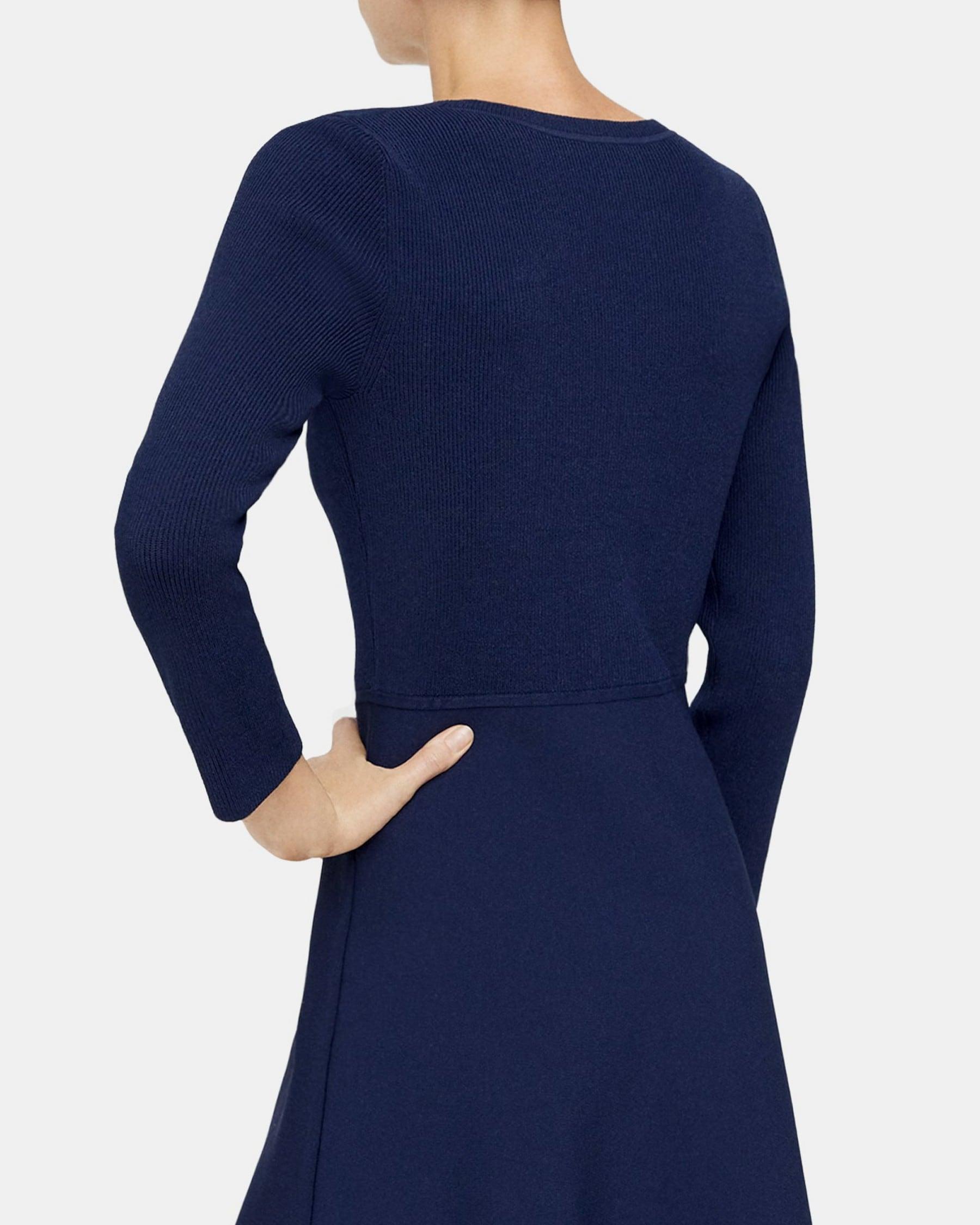 Flared Mini Dress in Crepe Knit Product Image