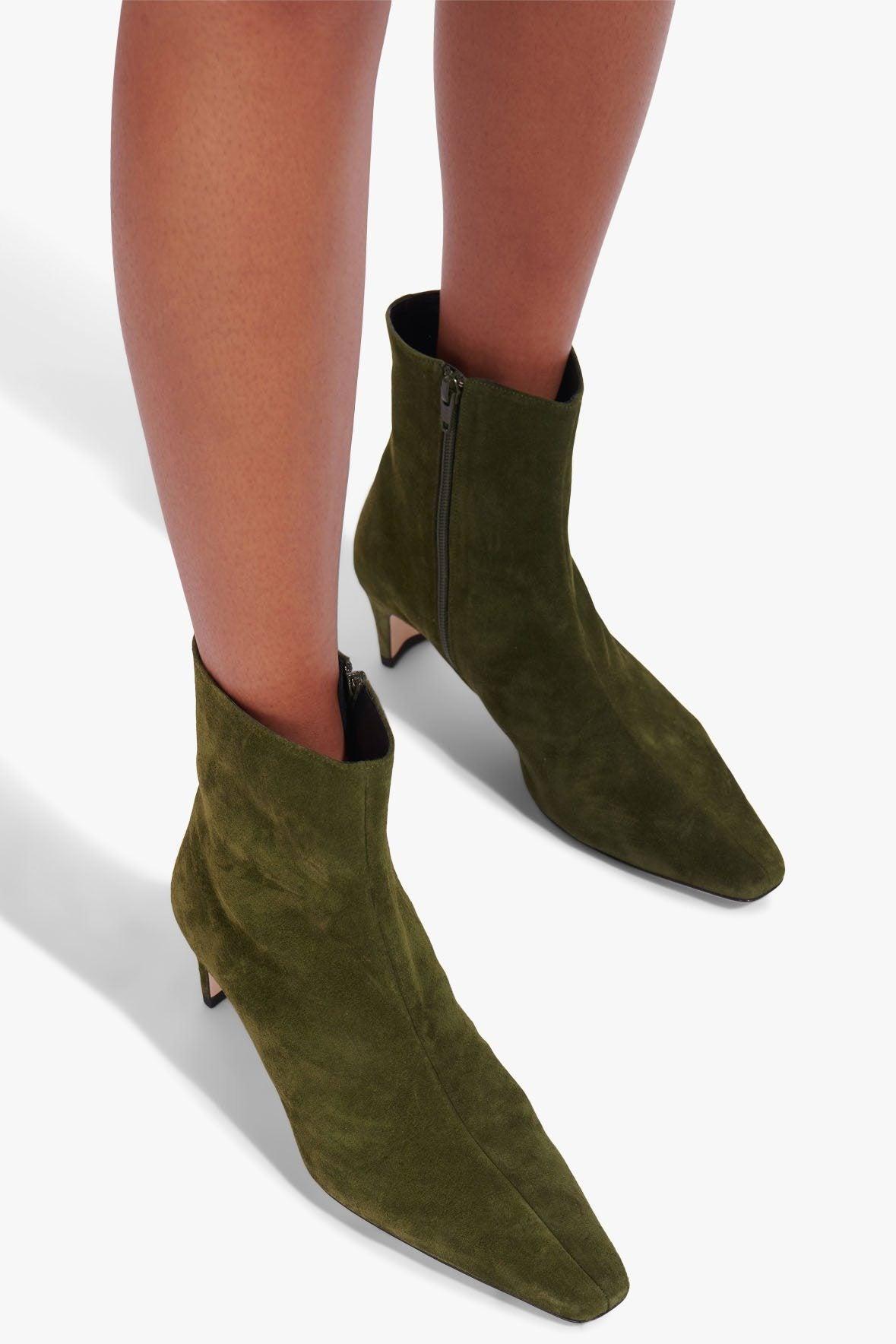 WALLY ANKLE BOOT | OLIVE SUEDE Product Image