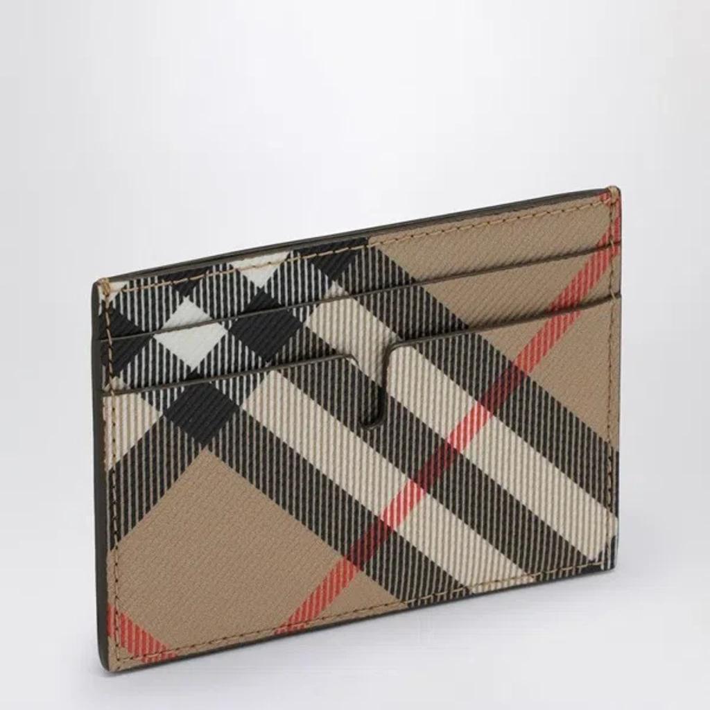 Card Holder With Check Motif In Beige Product Image