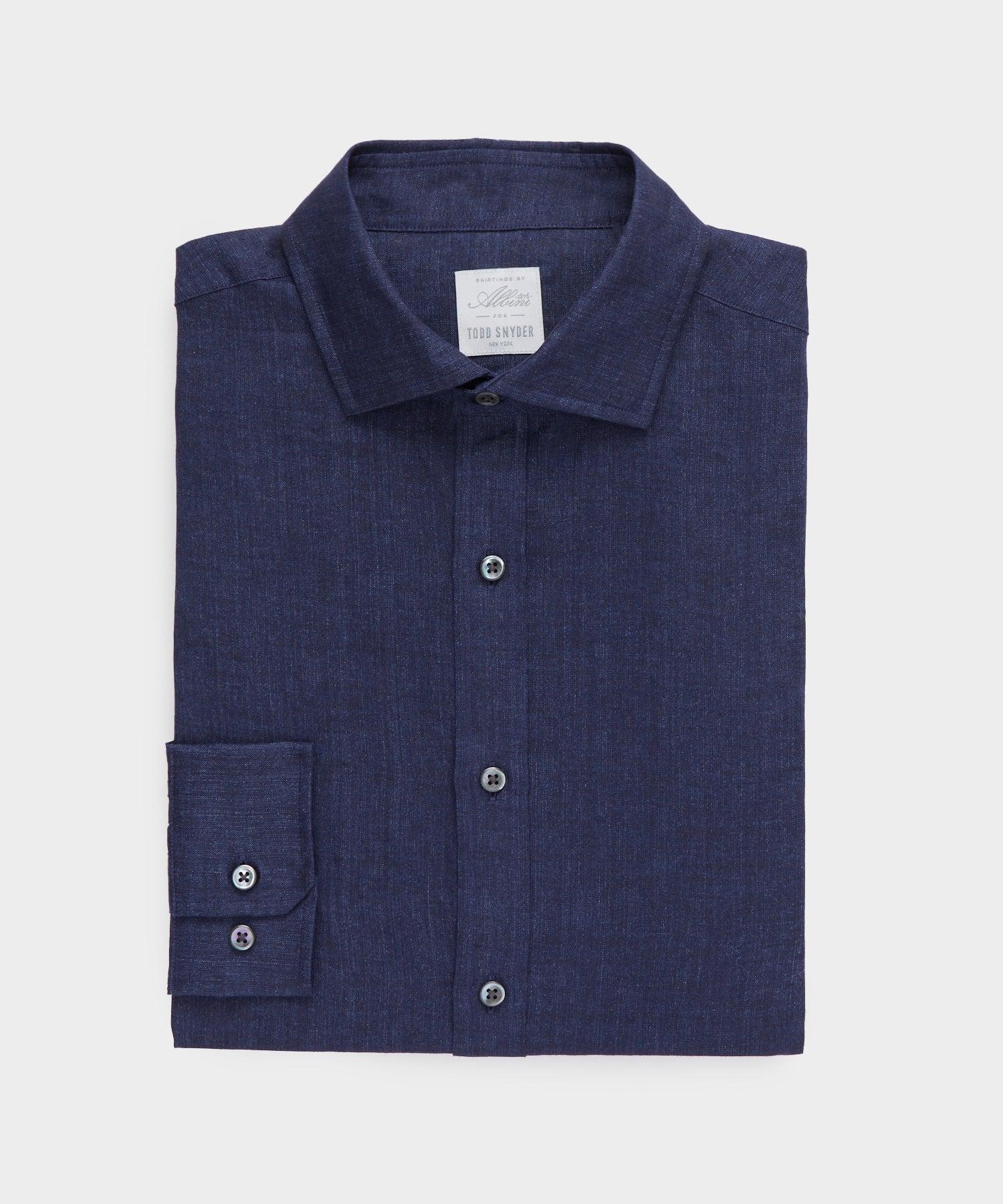 Linen Spread Collar Dress Shirt Product Image