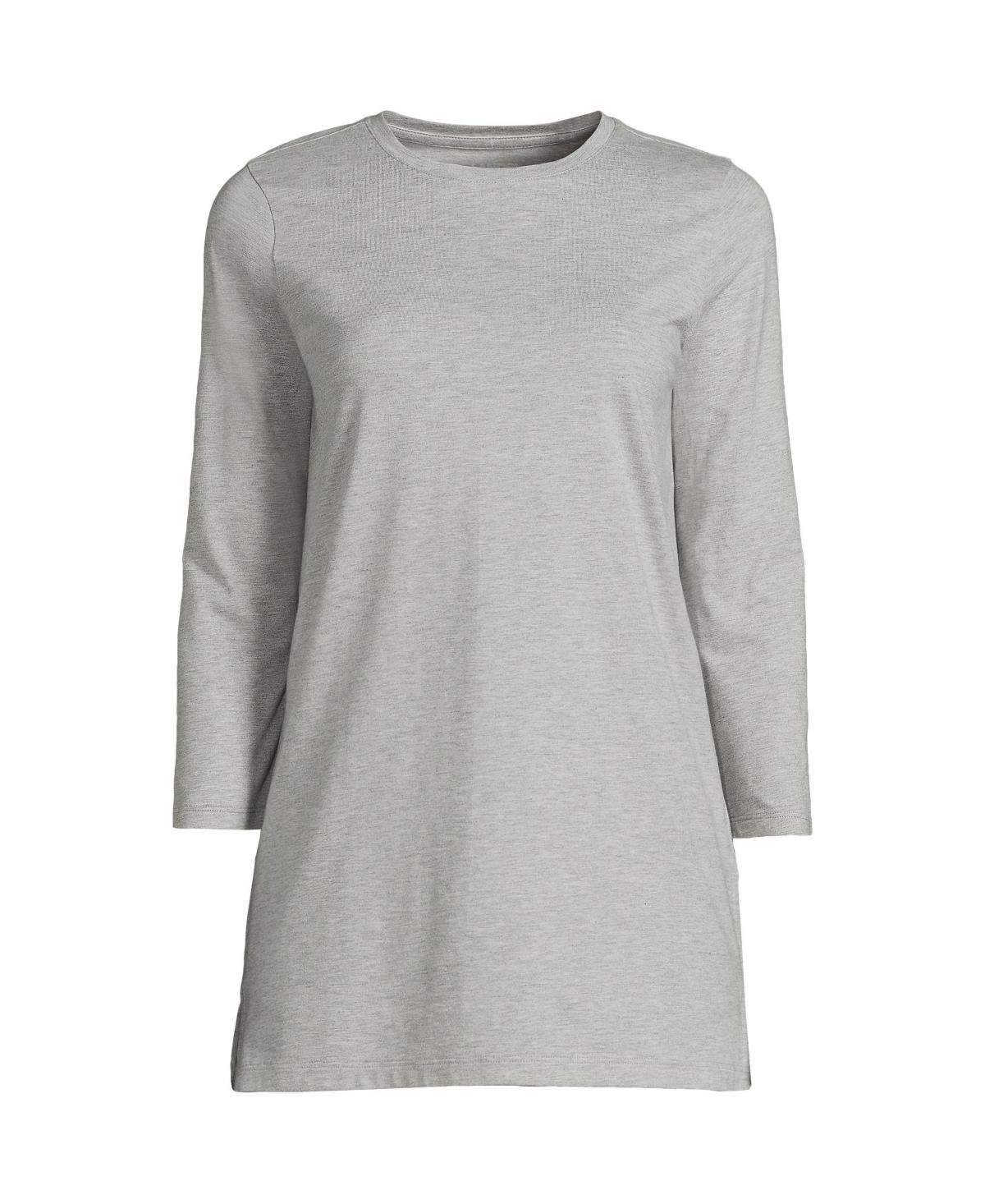 Petite Lands End 3/4-Sleeve Supima Cotton Crewneck Tunic, Womens Product Image