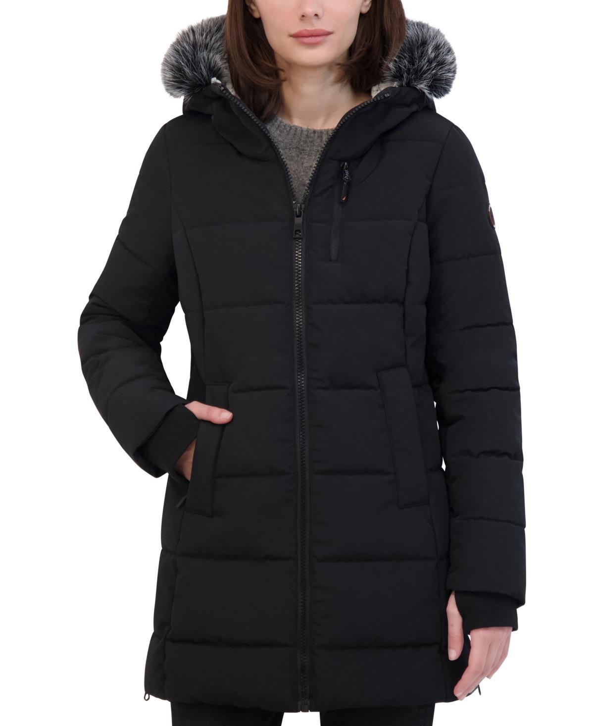 Nautica Womens Faux-Fur-Trim Hooded Puffer Coat Product Image